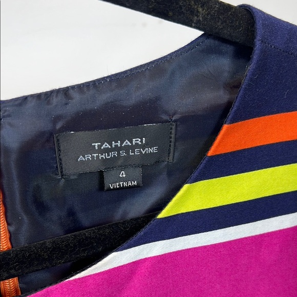 TAHARI Arthur S. Levine Striped Y2k Sleeveless Dress. Size 4 Pink Orange - Picture 3 of 9